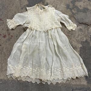 Antique Edwardian Cotton Lace Babydoll Dress